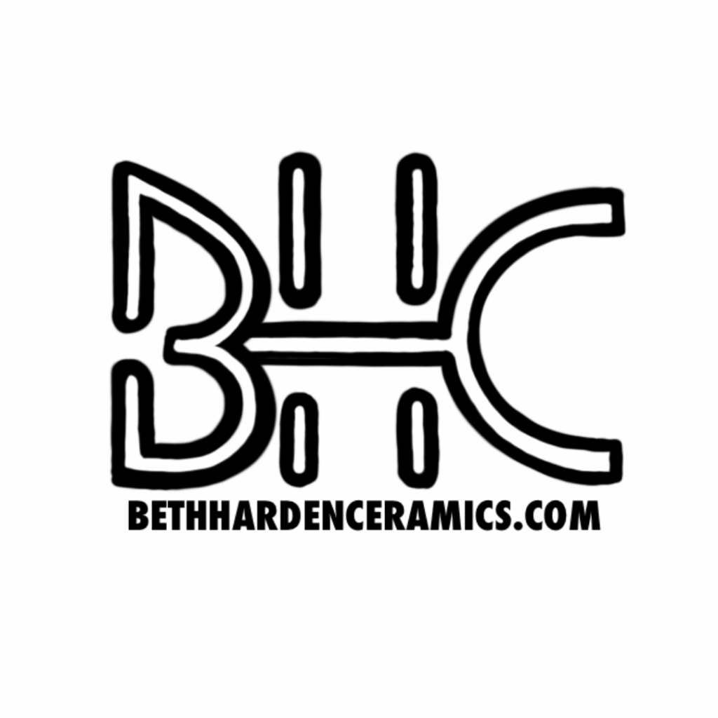 BHC in slightly abstract outlined letters. BethHardenCeramics.com in much smaller block font underneath. Black on a white background.